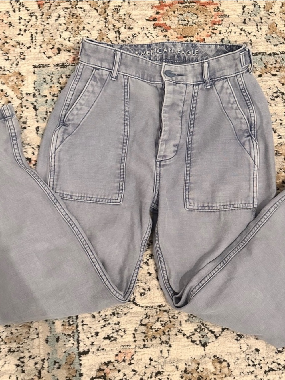 American Eagle Blue Straight-Leg Pants | 24R